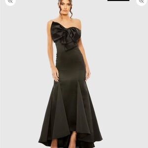 Mac Duggal Black Strapless Bow Gown NWOT 398 MSRP CURRENT|Size 14 |Evening Dress